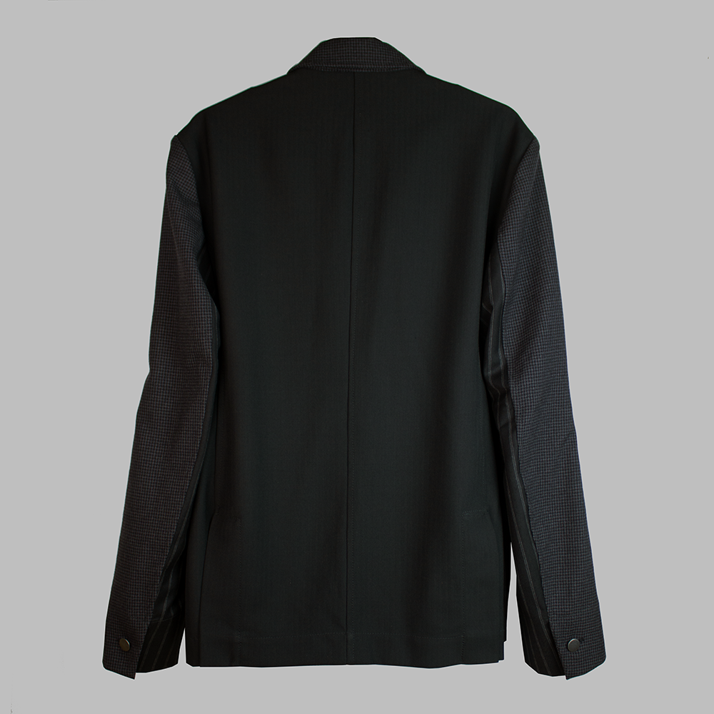 Tailleur Cru Wool Suiting Tailored Jacket | Black Pinstripe and Houndstooth - Image 4