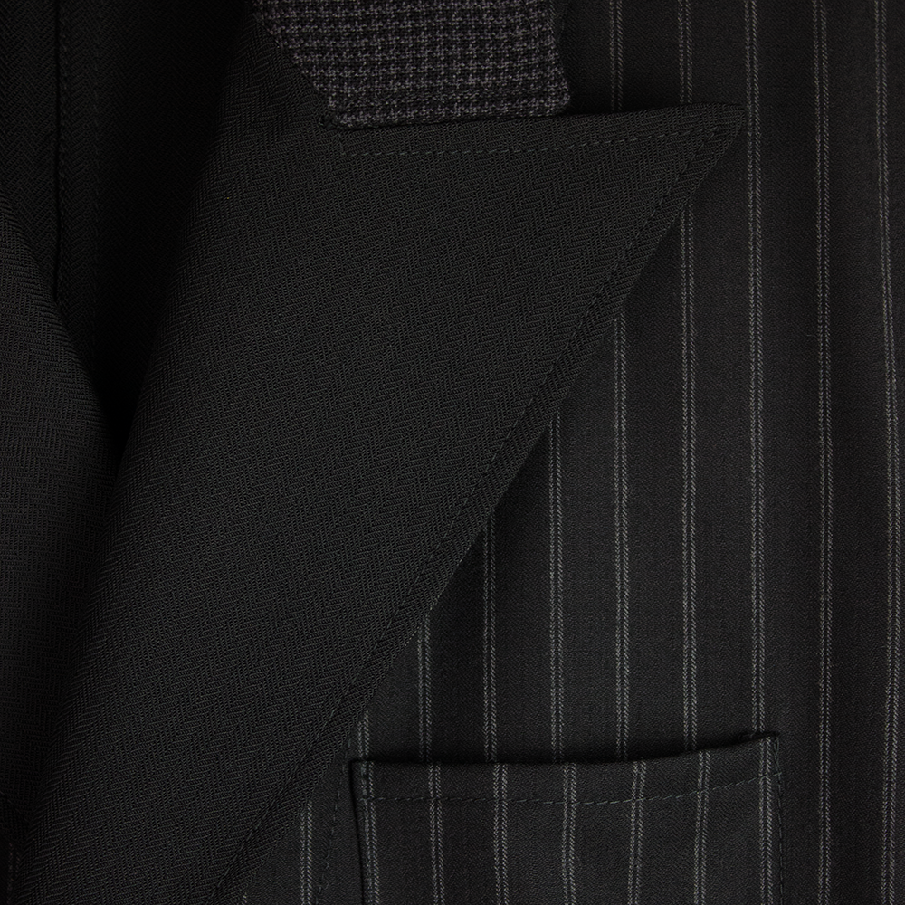 Tailleur Cru Wool Suiting Tailored Jacket | Black Pinstripe and Houndstooth - Image 2