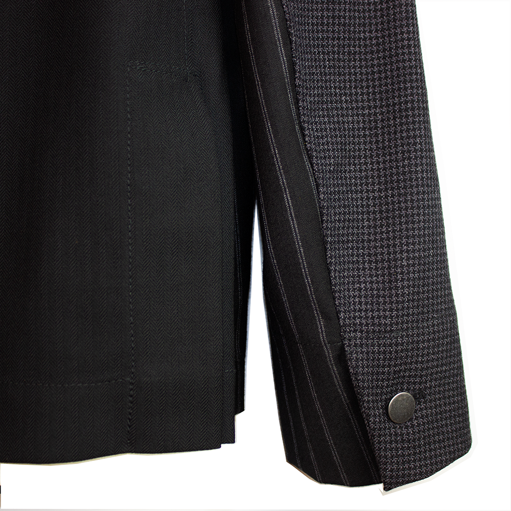 Tailleur Cru Wool Suiting Tailored Jacket | Black Pinstripe and Houndstooth - Image 6