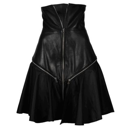 Atelier Cru Double Skirt | Black Nappa Leather, Cotton and Polyester Taffeta